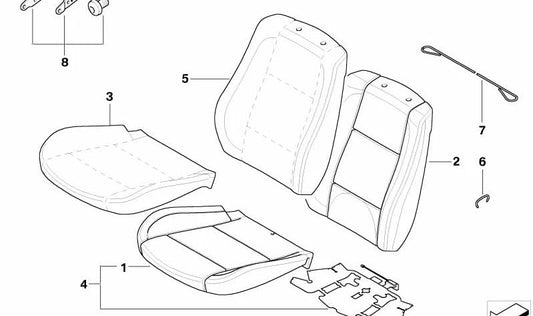 Cojín asiento básico OEM 52103455246 para BMW X3 E83, E83N. Repuesto original BMW.