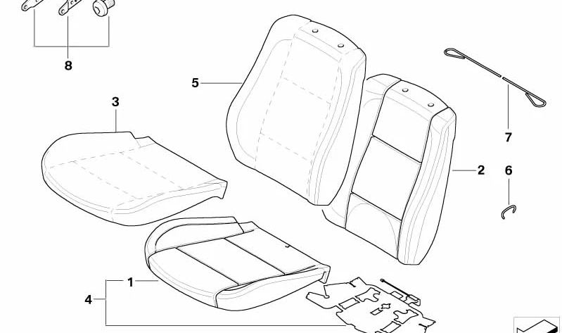 Cojín asiento base OEM 52103455245 para BMW X3 E83. Pieza original BMW. Ideal para sustituir el acolchado desgastado del asiento delantero.