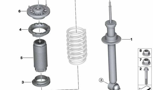 Assorbitore di ammortizzatore posteriore OEM 33526866220 per BMW G30, G31. BMW originale.