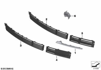 Rejilla de la toma de aire central para BMW F01N, F02N (OEM 51117295273). Original BMW.