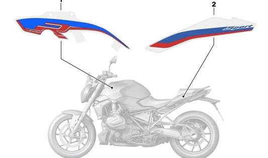 Decoración trasera derecha OEM 51149829490 para motos BMW R 1200 R, R 1250 R. Original BMW Motorrad.