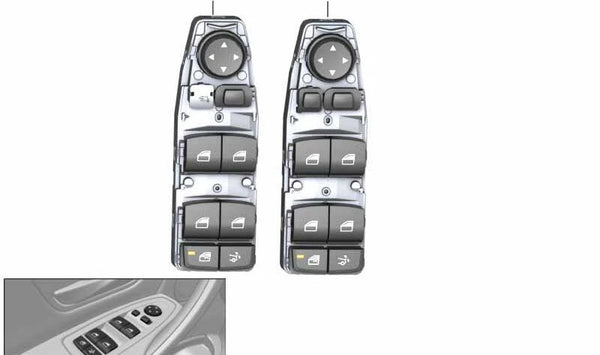 Interruptor elevalunas eléctrico lado conductor OEM 61319268734 para BMW F34 y F34N. Original BMW.