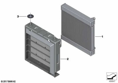 External coolant radiator frame for BMW F90, G30, G31 6 Series G32, 7 Series G11, 8 Series F91 (OEM 17118742470). Genuine BMW