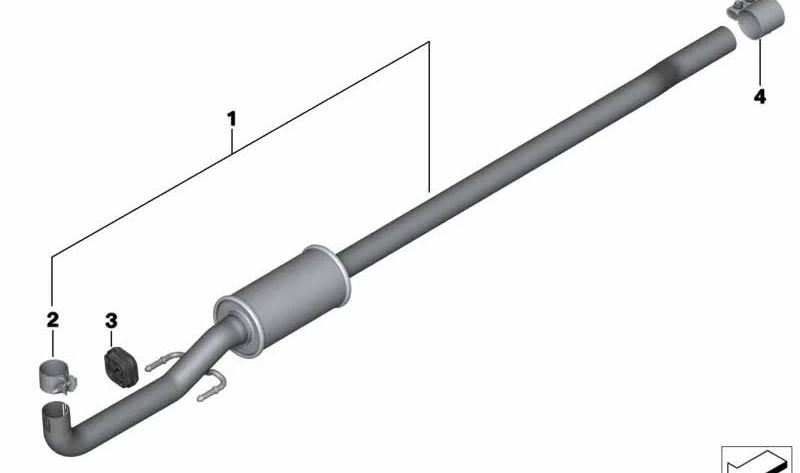 Silencioso delantero (vorschalldämpfer) OEM 18308512386 para MINI R56, R57, R58, R59 Cooper S y Cooper SD. Compatible con modelos con motor N47T. Original MINI.