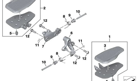 Reposapiés delantero derecho cromado OEM 46718392694 para BMW Motorrad R 18 (RK34, RK35: Classic, B, Transcontinental) modelos 2020-2031. Original BMW Motorrad.