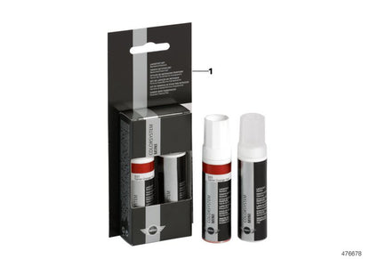 Set de lápiz de retoque color Pure Burgundy metalizado OEM 51912413309 para MINI F54, F55, F56, F57, F60. Repara arañazos y golpes fácilmente. Original MINI.