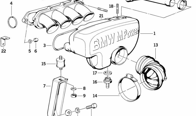 Toma de aire OEM 11611308299 para BMW E30. Pieza original del sistema de admisión. Compatible con todos los modelos BMW E30. Original BMW.