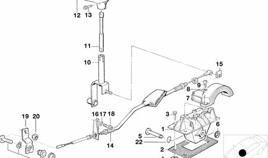 Câble sélecteur de changement automatique OEM 25161422341 pour BMW E34. BMW d'origine.