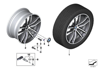 Llantas de aleación M Doble Radio 662 OEM 36118747407 para BMW G30 y G31. Acabado orbit gris bicolor, 18 pulgadas, original BMW. Compatibles con versiones 518d, 520d, 520i, 520e, xDrive.