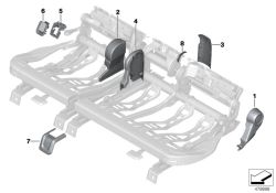 Panel protector riel asiento interior central OEM 52207181835 para MINI Countryman F60 (11/2015 - 07/2020). Original MINI.