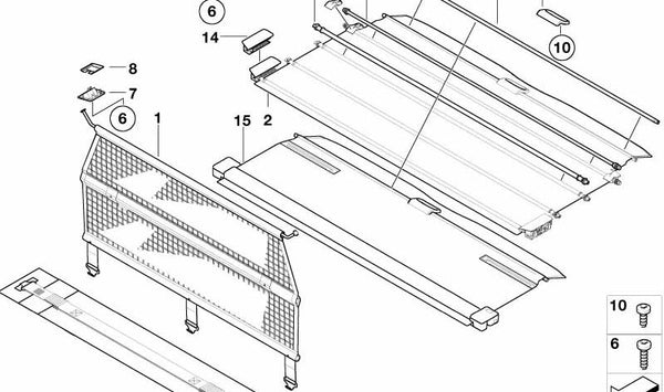Estor de protección solar para BMW X5 E53 (OEM 51477027254). Original BMW.