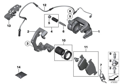 Porta frenos trasero OEM 34216760420 para BMW Serie 7 E65, E66 y Phantom RR1... y más. Original BMW.