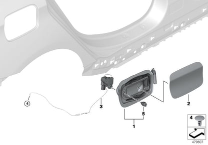 Tappo di combustibile per stampa OEM 51177302268 per BMW 2 F45 (214D, 216D) con motore B37. Compatibile con i modelli 2014 al 2021. BMW originale.