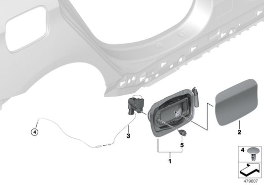 Tapón de combustible imprimado OEM 51177302268 para BMW Serie 2 F45 (214d, 216d) con motor B37. Compatible con modelos de 2014 a 2021. Original BMW.