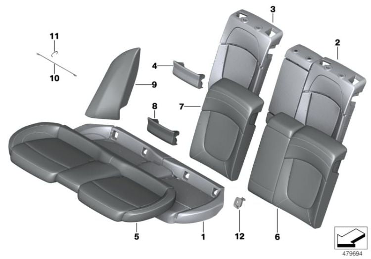 Pieza de gomaespuma asiento delantero OEM 52207476903 para MINI Clubman F54, F54 LCI. Original MINI.