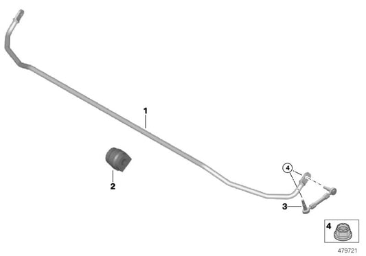 Pletina estabilizadora trasera OEM 33558417034 para BMW 2er F22 M235i Racing. Compatible solo con este modelo. Original BMW.