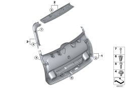 Revestimiento de tapa de portamaletas izquierdo OEM 51497389601 para MINI Countryman F60, F60 LCI. Original MINI.