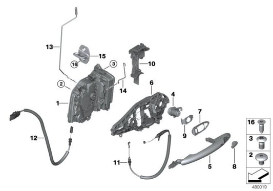 Asidero exterior de puerta derecha OEM 51217434538 para MINI F56, F55, Clubman F54, Cabrio F57, Countryman F60... y más. Original MINI.