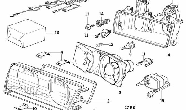 Tapa cubre bombilla faro delantero OEM 63121393847 para BMW E36. Original BMW.