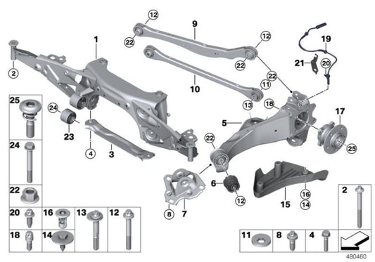 Cubo de roda com rolamento para BMW F52, F45, F46, F48, F39 (OEM 33416858086). BMW original
