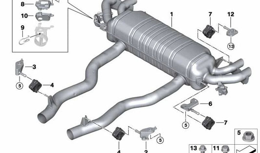 Traseiro silencioso com válvula de escape OEM 18308485813 para BMW G12 (série 7). BMW original.