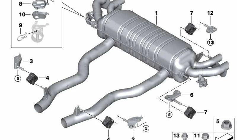 Silencioso trasero con válvula de escape OEM 18308485812 para BMW G12. Original BMW.