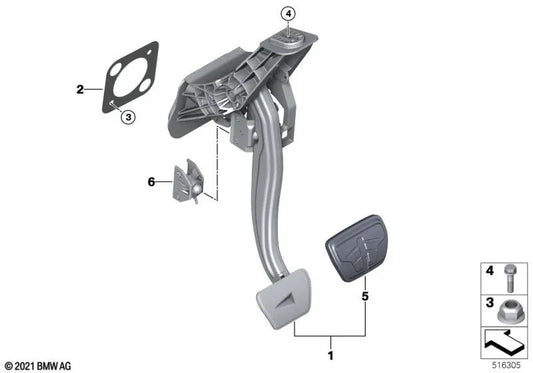 Meccanismo di Pedalera per BMW G42, G87, G20, G20N, G21, G21N, G28, G28N, G80, G81 Serie 4 G22, G23, G26, G82, G83 Z4 G29 (OEM 35006891120). BMW originale