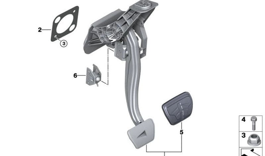 Pedal de freio completo 35006873119 para BMW G20, G20N, G21, G21N, G28, G28N, G80, G81, G22, G23, G26, G26E, G82, G83, G42, G87, G29. BMW original.