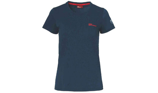 Camiseta azul "Make Life a Ride" talla L para mujer OEM 76618536473. Válido para BMW. Original BMW Motorrad.