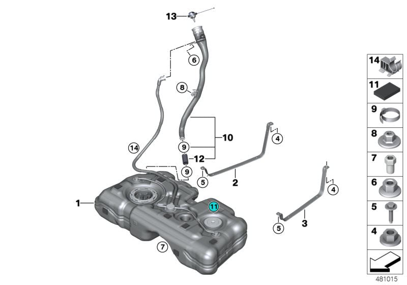Tubo de llenado de materia sintética OEM 16117482640 para BMW X1 F48, X2 F39, MINI Countryman F60... y más. Original BMW y MINI.