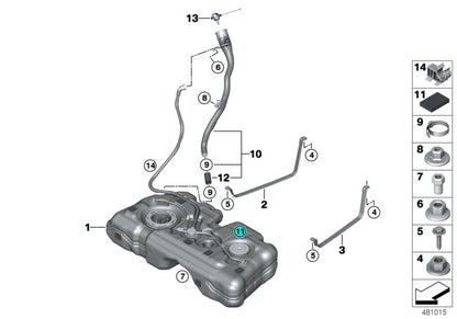 Tubo de llenado de materia sintética OEM 16117482640 para BMW X1 F48, X2 F39, MINI Countryman F60... y más. Original BMW y MINI.