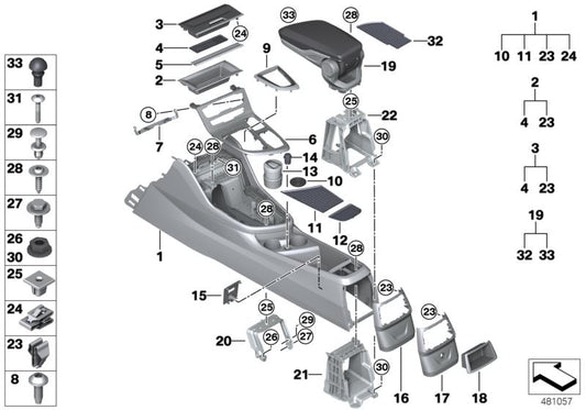 Cubierta palanca cambio de marchas OEM 51169263414 para BMW F45, F46. Original BMW.