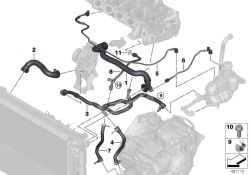 Tubo depósito compensación-culata OEM 17129887040 para BMW 2 F45, F46, X1 F48, X2 F39 y MINI F56, F55, F54, F57, F60... y más. Original BMW y MINI.