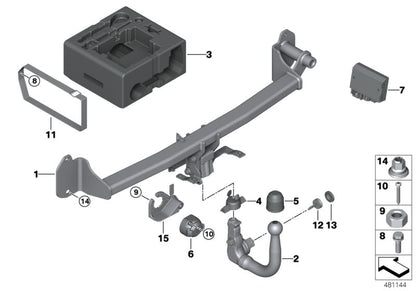Bandeja organizadora maletero OEM 71606877572 para BMW F45, F46, F48, F39 y MINI F54, F60. Compatible con modelos con preparación para portabicicletas. Original BMW y MINI.