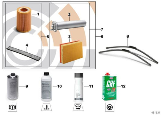 Kit de servicio adicional OEM 88002180403 para BMW X5 (E53) 3.0d. Original BMW.