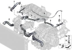 Thermal management module hose for BMW 1 Series F40 F52, 2 Series F44 F45N F46 F46N, X1 F48 F48N F49N, X2 F39. OEM 11518631942. Original BMW