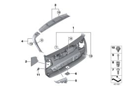 Rear left tailgate trim for BMW F48, F49 (OEM 51497407215). Original BMW.