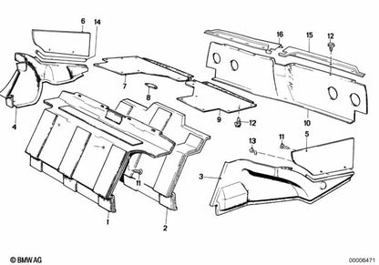 Linke Rückwandhalterung für BMW E24 (OEM 51471935567). Original BMW