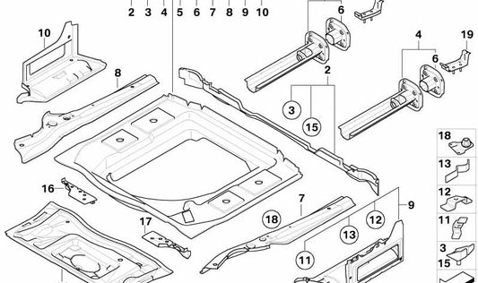 OEM 41117111236 rear bumper support for BMW E60, E60N, E61, E61N, E63, E63N, E64, E64N. Original BMW.