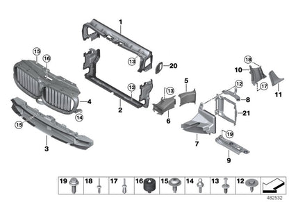 Embellecedor de rejilla lateral izquierda OEM 51137349593 para BMW G30 y G31. Compatible con todas las versiones: 518d, 520d (varias variantes). Pieza original BMW.
