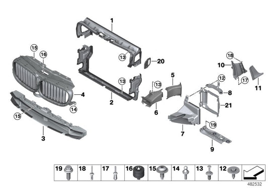 Embellecedor de rejilla lateral izquierda OEM 51137349593 para BMW G30 y G31. Compatible con todas las versiones: 518d, 520d (varias variantes). Pieza original BMW.