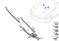 Wiper arm, passenger side for BMW F90, G30, G31, G38 (OEM 61617474830). Original BMW.