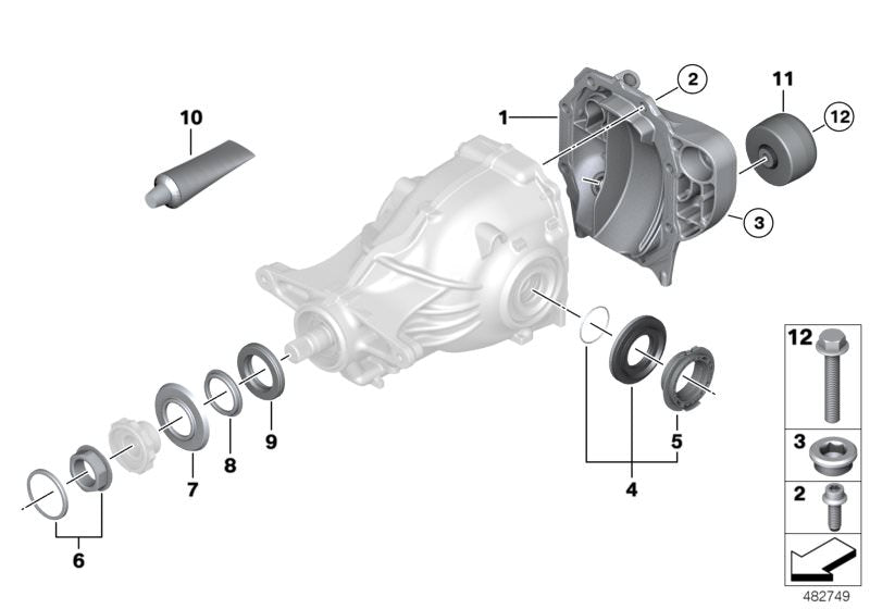 Tapa trasera del diferencial OEM 33118652554 para BMW X3 G01 y X4 G02 (xDrive30d). Compatibilidad total: G01, G02. Pieza original BMW.