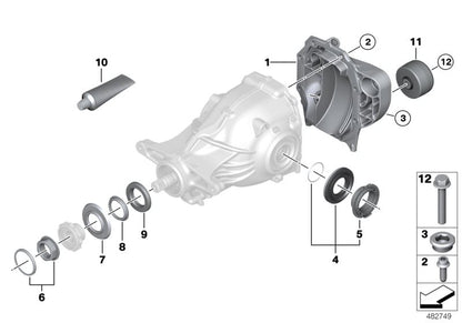 Tapa trasera del diferencial OEM 33118652554 para BMW X3 G01 y X4 G02 (xDrive30d). Compatibilidad total: G01, G02. Pieza original BMW.