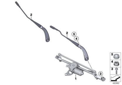 Braço do limpador de para-brisa lado do motorista para BMW F32, F33, F36, F82, F83 (OEM 61619465086). BMW originais.