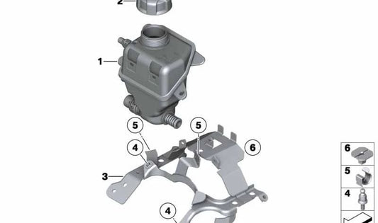Supporto del serbatoio di espansione per BMW F07, F10, F11, F12, F13, F01, F02, E70N, E71 (OEM 17137606025). BMW originale
