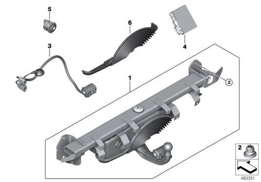 Fuelle de protección con marco OEM 71606884468 para BMW G11, G11N, G12, G12N, F25, F26. Pieza original BMW para anclaje de remolque retráctil eléctrico.