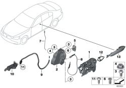 Right fixing hood for BMW F07, F10, F11, F06, F12, F13, F01N, F02N (OEM 51217292572). Original BMW.