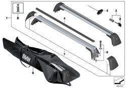 Moldura cobertora portaequipajes techo OEM 82792458589 para BMW Serie 5 F90 M5, G30 518d, G30 520d... y más. Original BMW.