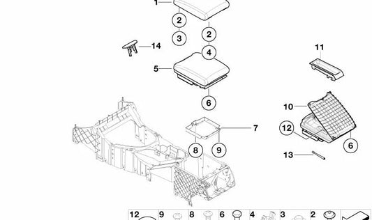 Center armrest for BMW E53 (OEM 51167077531). Original BMW.